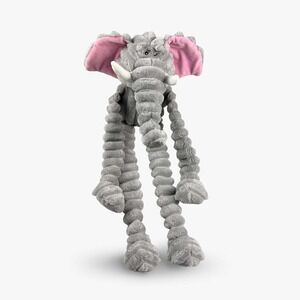 Nandog ‎ XL Elephant Dog Toy Gray Pink Ribbed Plush Squeaky Extra Large 25 Inch